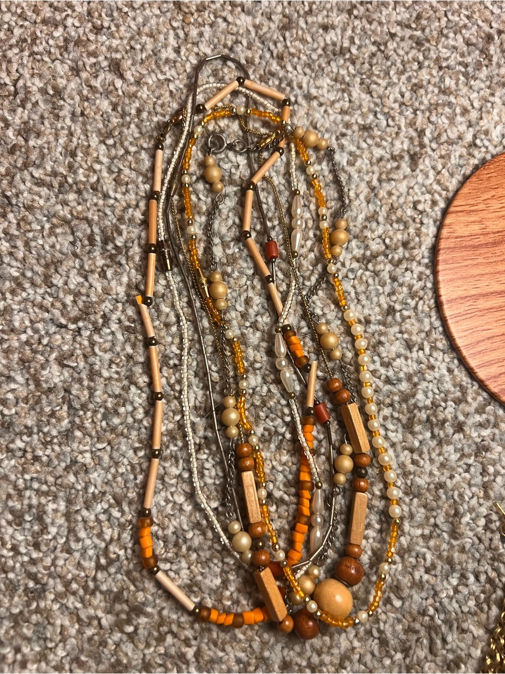 Multi Yellow and Wood Bead Necklaces
